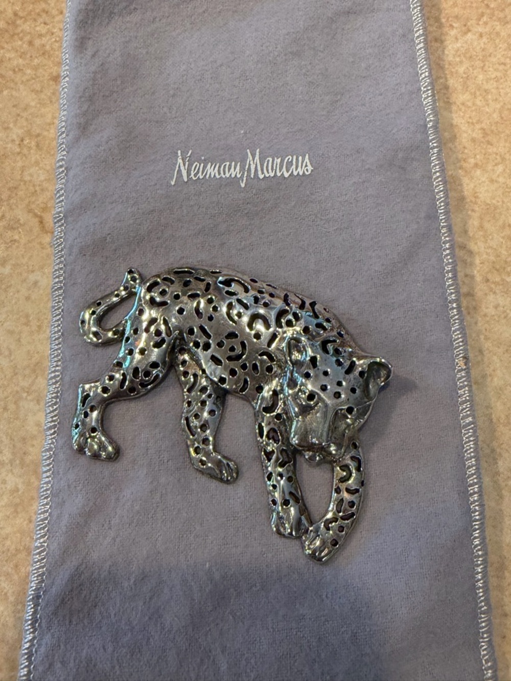 Neiman Marcus 950 sterling Silver Leopard Pin